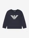 Emporio Armani Boys Logo Sweatshirt In Blue