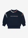 Emporio Armani Logo-embroidered Cotton Jumper In Blue