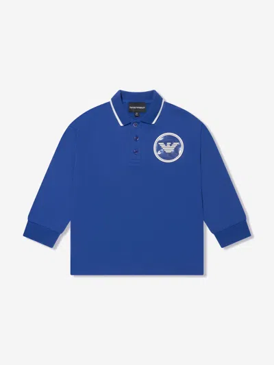 Emporio Armani Babies' Boys Long Sleeve Polo Shirt In Blue