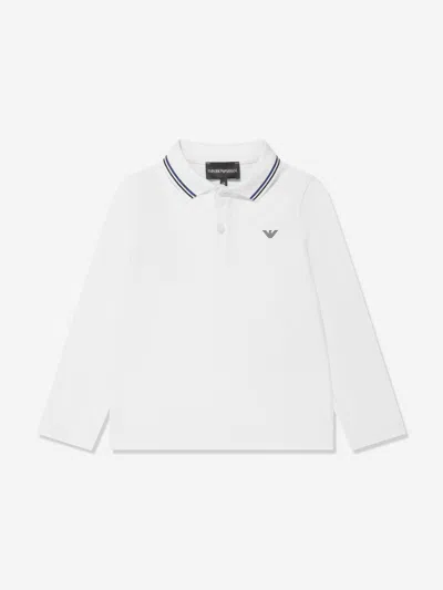 Emporio Armani Kids' Boys Long Sleeve Polo Shirt In White