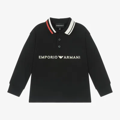 Emporio Armani Babies' Boys Navy Blue Cotton Polo Shirt In Black