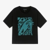 EMPORIO ARMANI BOYS NAVY BLUE COTTON SURF GRAPHIC T-SHIRT