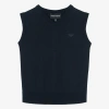 Emporio Armani Boys Navy Blue Cotton Sweater Vest In Blue