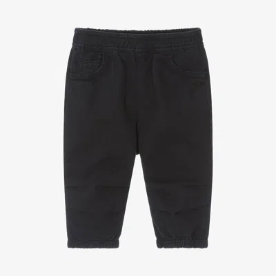 Emporio Armani Babies' Boys Navy Blue Cotton Trousers In Black