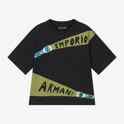 Emporio Armani Kids' Boys Navy Blue Torch Print T-shirt