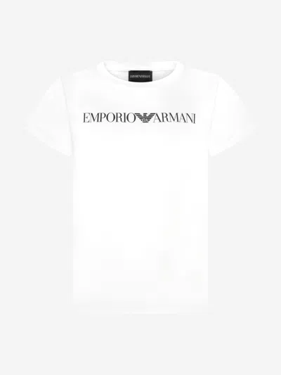 Emporio Armani Babies' Boys Pima Cotton Logo T-shirt In White
