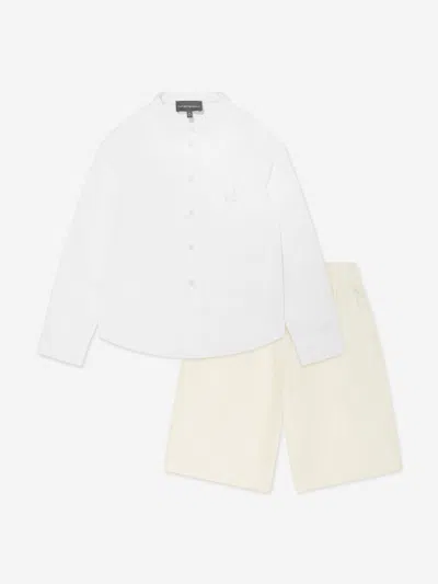 Emporio Armani Kids' Boys Shirt And Shorts Set In Multicoloured