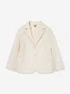 Emporio Armani Striped Single-breasted Blazer In Ivory