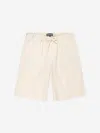 Emporio Armani Boys Striped Linen Shorts In Ivory