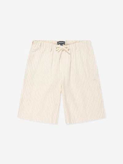 Emporio Armani Kids'  Boys Striped Linen Shorts In Ivory