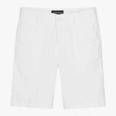 Emporio Armani Kids' Boys White Cotton Chino Shorts