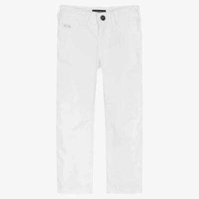 Emporio Armani Kids' Boys White Cotton Trousers