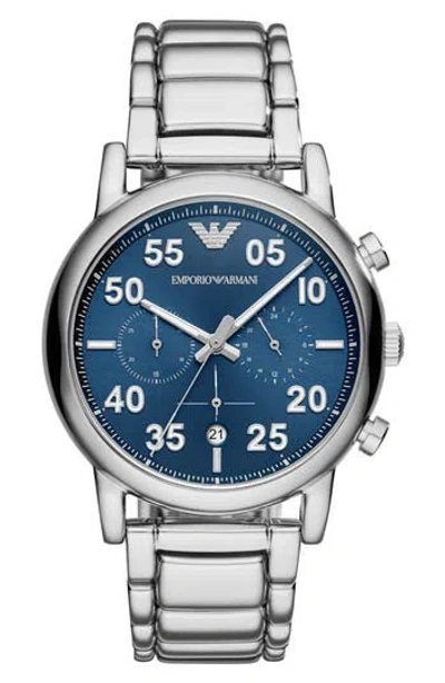 Emporio Armani Bracelet Watch, 43mm In Blue/silver