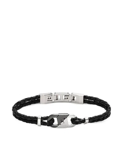 Emporio Armani Braided-detail Bracelet In Black