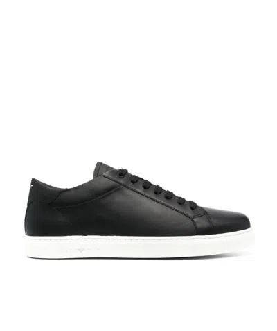 Emporio Armani Branded Heel Counter Sneakers In Black