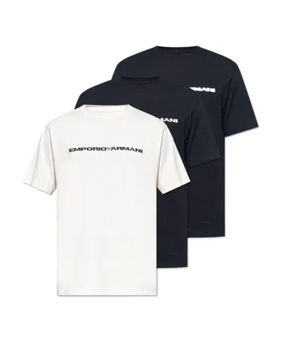 Emporio Armani Branded T-shirt 3 Pack In Multi