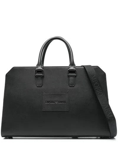 Emporio Armani Briefcase Bag In Black Beauty