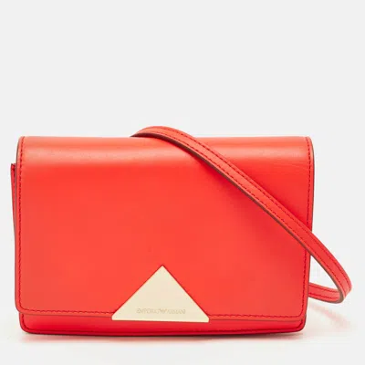 Pre-owned Emporio Armani Bright Red Leather Flap Shoulder Bag