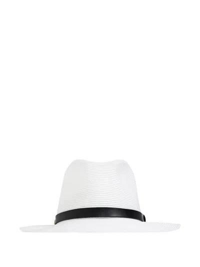 Emporio Armani Brim Band Fedora Hat In White