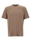 Emporio Armani Crew Neck Micro Eagle Embroidery T-shirt In Brown