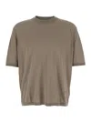 Emporio Armani Brown Crewneck T-shirt With Logo Embroidery Detail In Brown