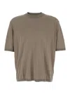 Emporio Armani Brown Crewneck T-shirt With Logo Embroidery Detail In Brown