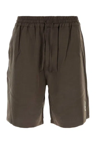 EMPORIO ARMANI BROWN DRAWSTRING BERMUDA SHORTS