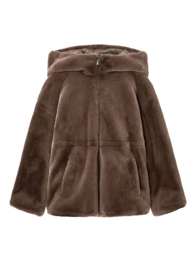 EMPORIO ARMANI BROWN FAUX-FUR REVERSIBLE BLOUSON