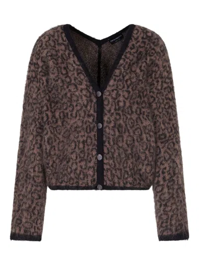 Emporio Armani Brown Leopard V-neck Sweater