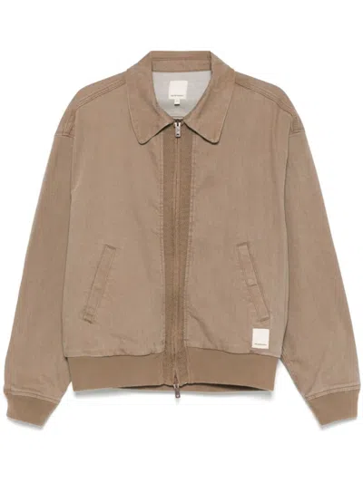 Emporio Armani Brown Long Sleeves Logo Jacket In Multicolor
