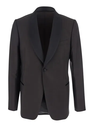 EMPORIO ARMANI BROWN SINGLE-BREASTED BLAZER