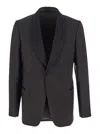 Emporio Armani Brown Single-breasted Jacket With Shawl Revers In Wool Blend Man In Brown