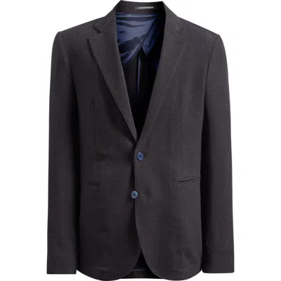 Emporio Armani Brown Textured Stretch Wool Sport Coat In Black