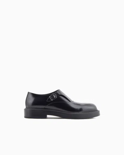 EMPORIO ARMANI BRUSHED LEATHER MONKSTRAPS