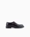 Emporio Armani Lace-up Shoes With Buckle And Block Heel In Brown