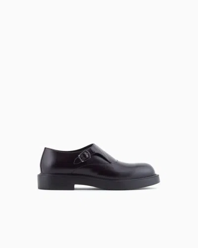 EMPORIO ARMANI BRUSHED LEATHER MONKSTRAPS