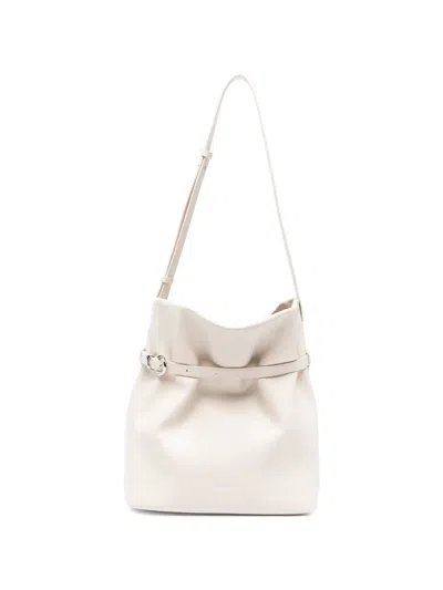 Emporio Armani Medium Leather Bucket Bag In White