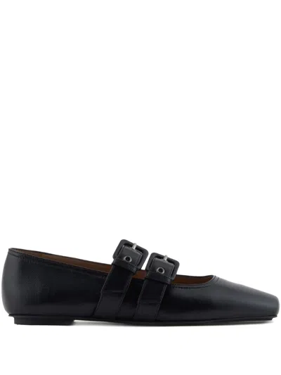 Emporio Armani Buckle-strap Ballet Flats In Black