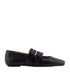 Emporio Armani Nappa-leather Square-toed Ballerinas With Double Strap In Black