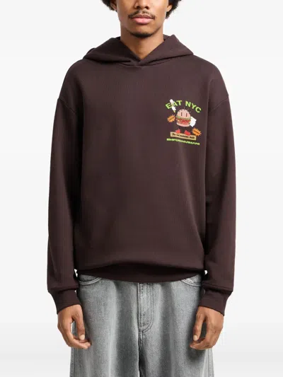 Emporio Armani Burger-graphic Hoodie In Brown
