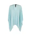Emporio Armani Flowing Oversized Poncho With Pleats In Blue