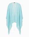 Emporio Armani Butterfly Pleated Chiffon Cape In Blue