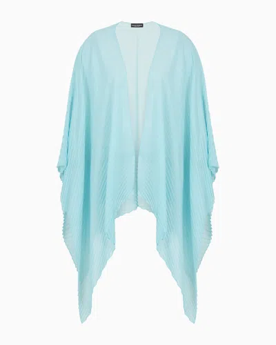 Emporio Armani Butterfly Pleated Chiffon Cape In Blue