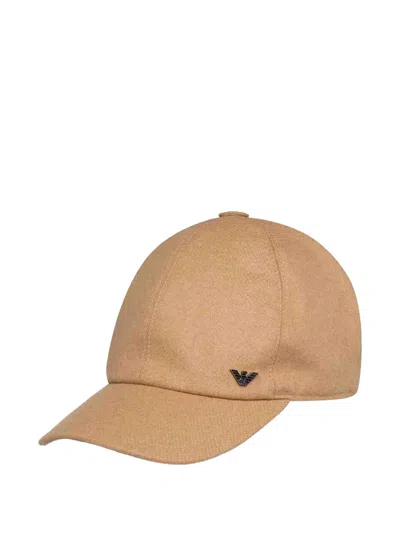 Emporio Armani Button Cap In Brown