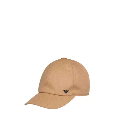 Emporio Armani Button Cap In Brown