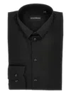 Emporio Armani Stretch Poplin Shirt In Black