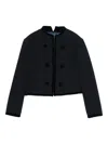 Emporio Armani Double-breasted Cropped Wool Blazer In Black