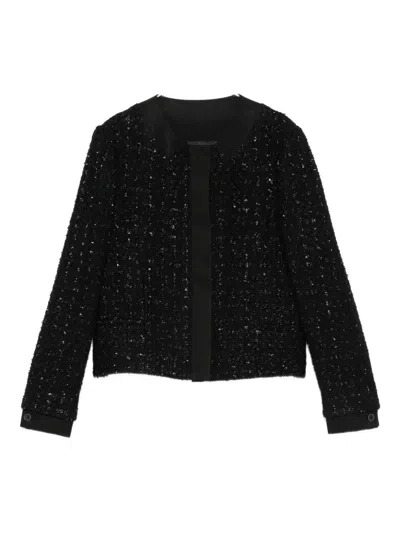 Emporio Armani Button-detail Tweed Jacket In Black