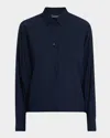 Emporio Armani Button-down Cotton Poplin Shirt In Blue