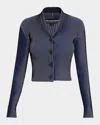 Emporio Armani Bicolor Ribbed Striped Cardigan Sweater In Blue